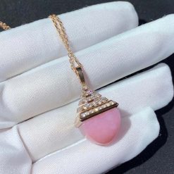 Marli Cleo Rev Midi Diamond Pendant In Rose Gold Pink Quartzite CLEO-N22