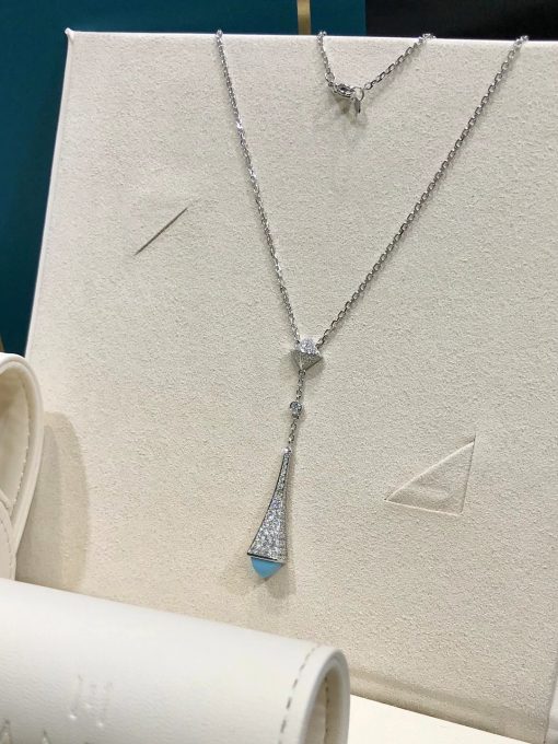 Marli Cleo Diamond Teardrop Pendant In White Gold Turquoise CLEO-N50