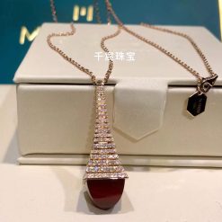 Marli Cleo Rev Diamond Pendant In Rose Gold Red Agate Cleo N29 (3)