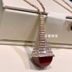 Marli Cleo Rev Diamond Pendant In Rose Gold Red Agate Cleo N29 (4)