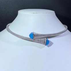 Marli Cleo Rev Diamond Slip-On Necklace In White Gold Turquoise CLEO-C29