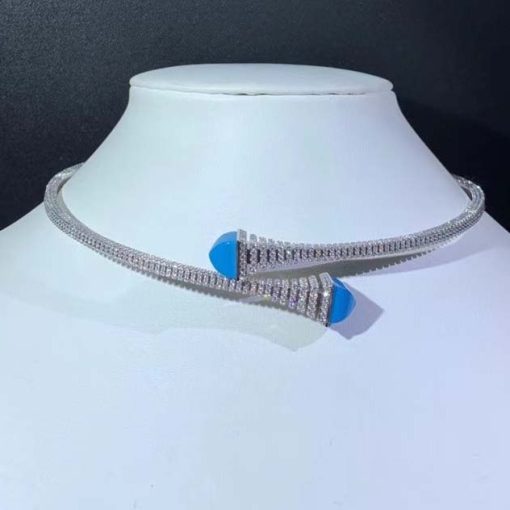 Marli Cleo Rev Diamond Slip-On Necklace In White Gold Turquoise CLEO-C29