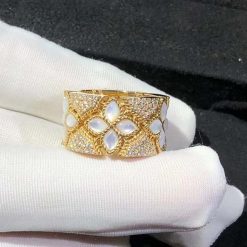 Roberto Coin Venetian Princess Wide Diamond Mother Of Pearl Cut Out Flower Ring (3)