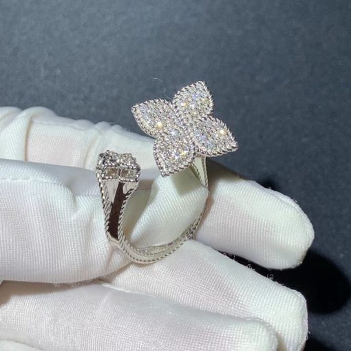 Roberto Coin Princess Flower Ring White Gold Diamonds