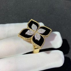 Roberto Coin Princess Flower Ring With Diamonds And Black Jade Large Version (9)