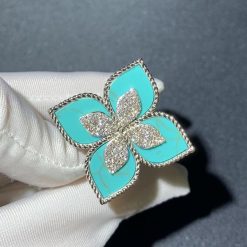 Roberto Coin Princess Flower Ring With Diamonds And Turquoise Adv888ri1838 Large Version (6)