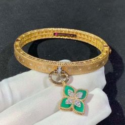 Roberto Coin Venetian Princess Bangle Rose Gold Bracelet with Malachite