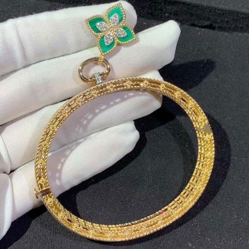 Roberto Coin Venetian Princess Bangle Rose Gold Bracelet With Malachite (5)