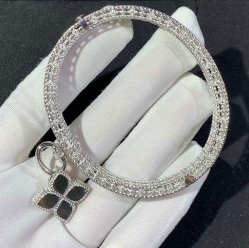 Roberto Coin Venetian Princess White Gold Bangle Bracelet With Diamonds (2)