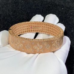 Roberto Coin Venetian Princess Satin Rose Gold Bangle Bracelet With Diamonds (5)