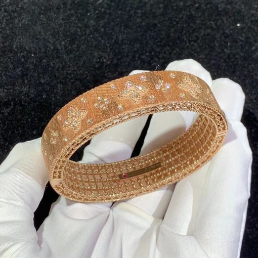 Roberto Coin Venetian Princess Satin Rose Gold Bangle Bracelet With Diamonds (6)