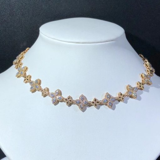 Roberto Coin Princess Flower Rose Gold Diamonds Necklace