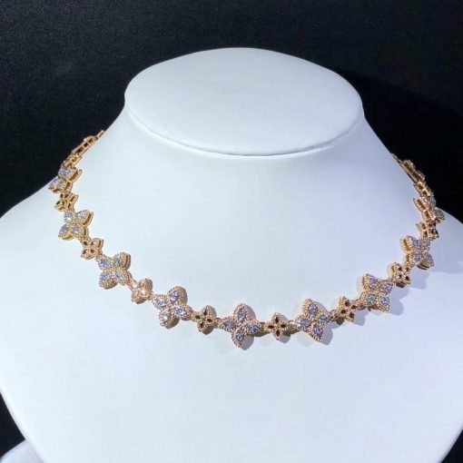 Roberto Coin Princess Flower Rose Gold Diamonds Necklace (2)