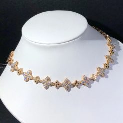 Roberto Coin Princess Flower Rose Gold Diamonds Necklace (4)