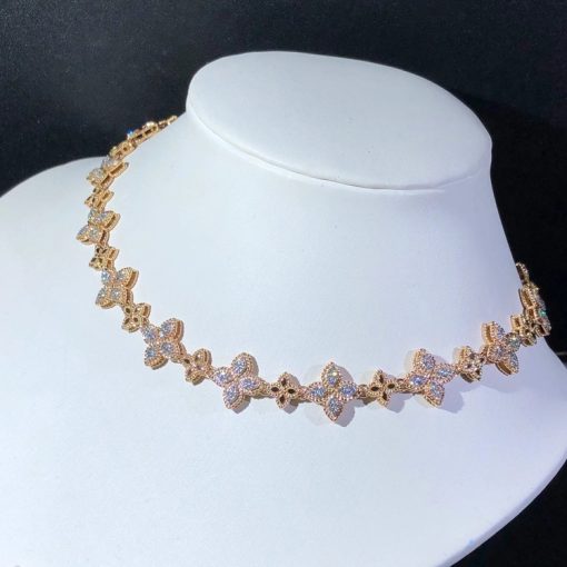 Roberto Coin Princess Flower Rose Gold Diamonds Necklace (5)