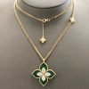 Roberto Coin Princess Flower Pendant Yellow Gold with Diamonds and Malachite