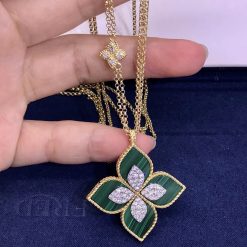 Roberto Coin Princess Flower Pendant Yellow Gold With Diamonds And Malachite (4)