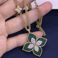 Roberto Coin Princess Flower Pendant Yellow Gold With Diamonds And Malachite (6)