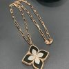 Roberto Coin Rose Gold Diamond Black Jade Princess Flower Locket Necklace – 35mm