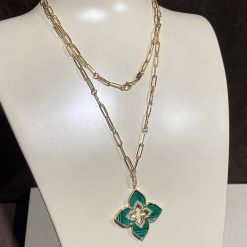 Custom Jewelry Roberto Coin Venetian Princess Pendant In 18k Yellow Gold With Diamonds And Malachite (1)