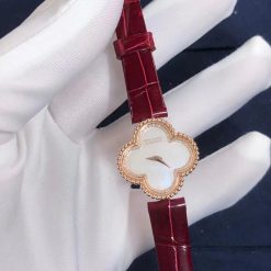 Van Cleef Arpels Sweet Alhambra Watch 18k Rose Gold Diamond Mother Of Pearl Vcaro8ws00 (3)