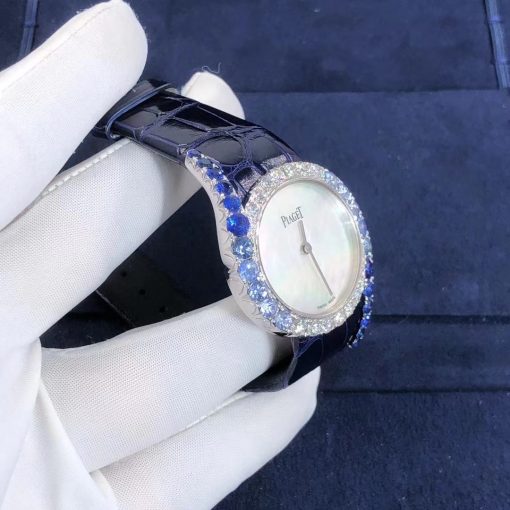 Piaget Limelight Gala Precious White Gold Mother Of Pearl Sapphire Diamond Watch G0a45363 (5)