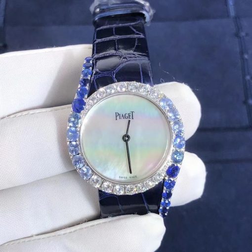 Piaget Limelight Gala Precious White Gold Mother Of Pearl Sapphire Diamond Watch G0a45363 (9)