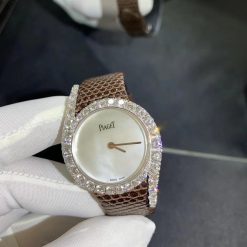 Piaget Limelight Gala Watch White Gold Brown Strap