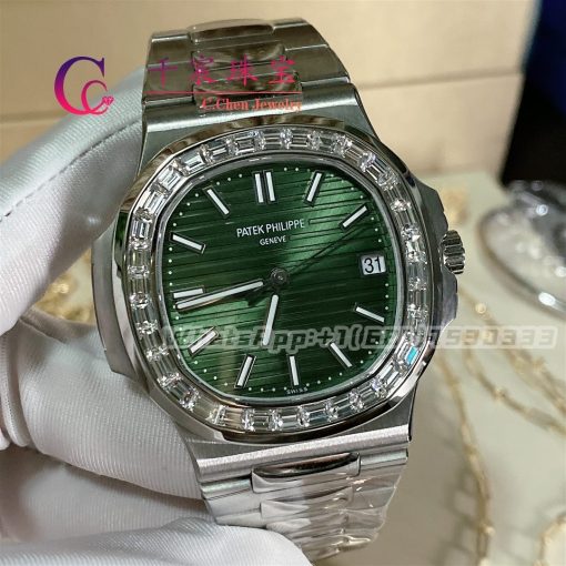 Patek Philippe Nautilus Sunburst Olive Green Dial 40mm 5711 1300a 001 (9)