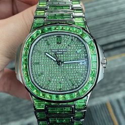 Patek Philippe 5711 18k White Gold Plating Black Full Emerald Bguette (3)