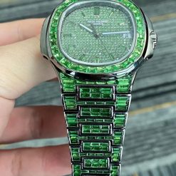 Patek Philippe 5711 18k White Gold Plating Black Full Emerald Bguette (4)