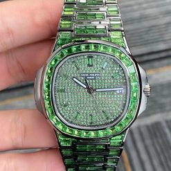 Patek Philippe 5711 18k White Gold Plating Black Full Emerald Bguette (6)