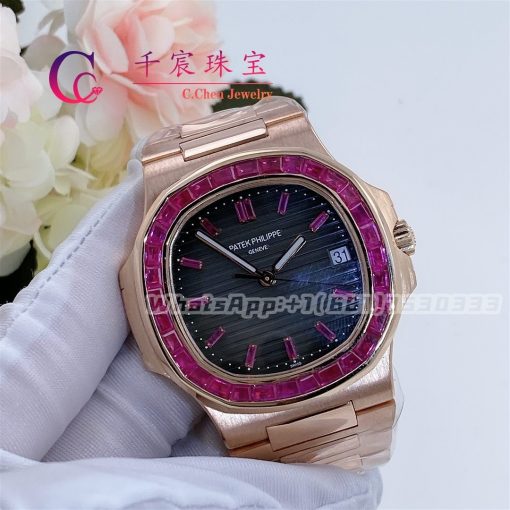 Patek Philippe Nautilus Rose Gold Brown Ruby Dial 40mm Ruby Bezel 5723 112r 001 (3)