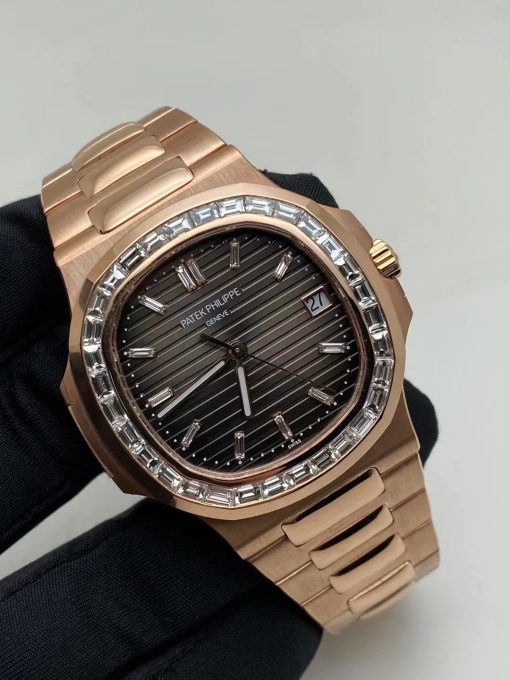 Patek Philippe Nautilus 5723/1R-010 18K Rose Gold Brown Dial Diamond-Set Bezel