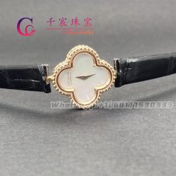 Van Cleef Arpels Alhambra Watch Small Model 18k Yellow Gold Mother Of Pearl (10)