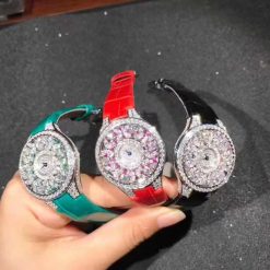 Graff Classic Butterfly Watch Diamond Set Ruby Dial White Gold Red Alligator Strap (7)