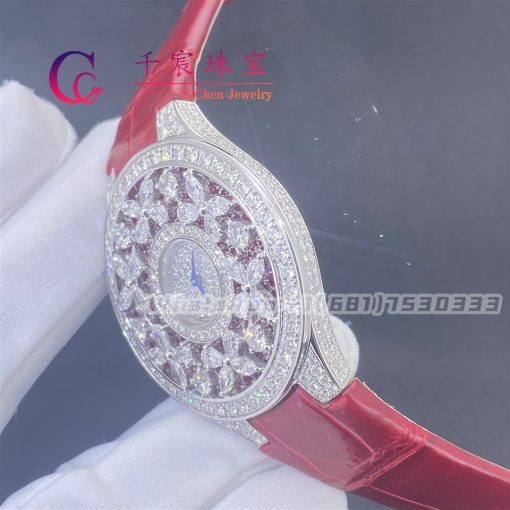 Graff Classic Butterfly Watch Diamond Set Ruby Dial White Gold And Red Alligator Strap 38mm (2)