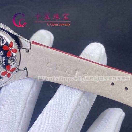 Graff Classic Butterfly Watch Diamond Set Ruby Dial White Gold And Red Alligator Strap 38mm (4)