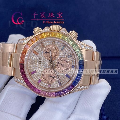 Rolex Daytona Rainbow Custom Diamonds Rose Gold 116595rbow (13)