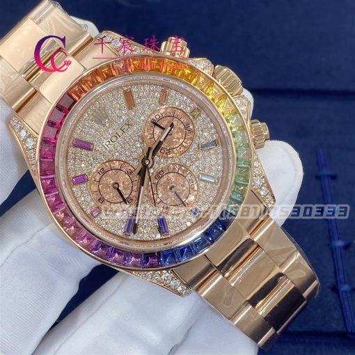 Rolex Daytona Rainbow Custom Diamonds Rose Gold 116595rbow (4)