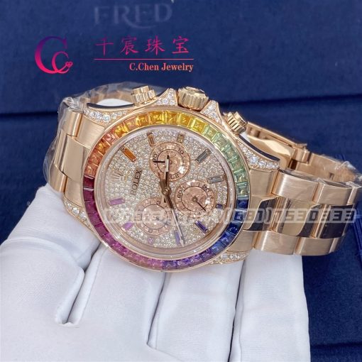 Rolex Daytona Rainbow Custom Diamonds Rose Gold 116595rbow (5)