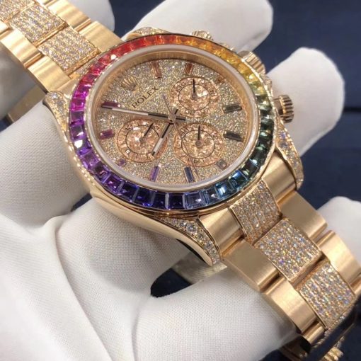 Rolex Cosmograph Daytona Rainbow Rose Gold Pave Diamonds 116595rbow 0002 (4)