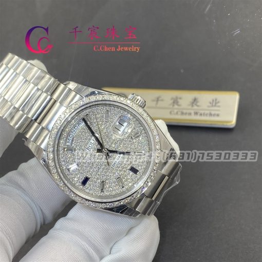 Rolex Day Date 40mm 18k White Gold 228349rbr 0036 (4)