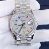 Rolex Day-Date 36 128349RBR President 18K White Gold Pave Rainbow Baguette Diamond Dial