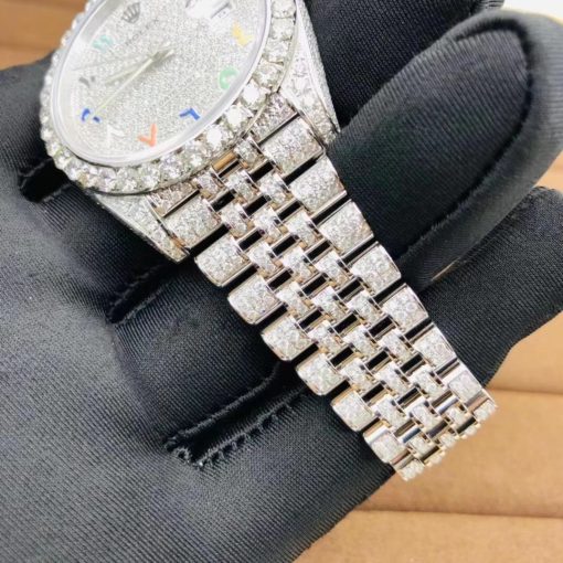 Rolex Datejust 126300 41mm Iced Out Diamond Watch With Rainbow Bezel (14)