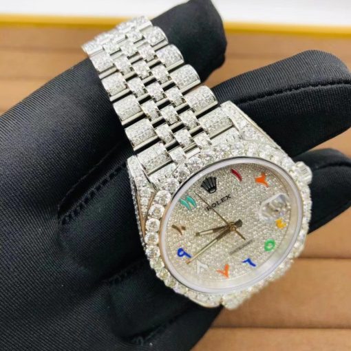 Rolex Datejust 126300 41mm Iced Out Diamond Watch With Rainbow Bezel (15)