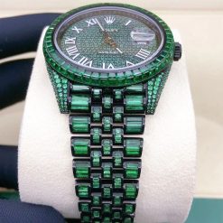 Rolex Datejust 126300 President Green Sapphire Baguette Diamond Men Automatic Watch (3)