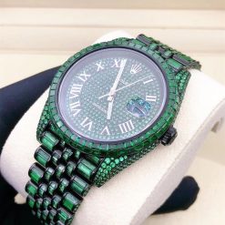 Rolex Datejust 126300 President Green Sapphire Baguette Diamond Men Automatic Watch (6)