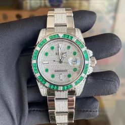 Rolex Submariner Baguette Emerald Bezel White Gold - 116649EMBR