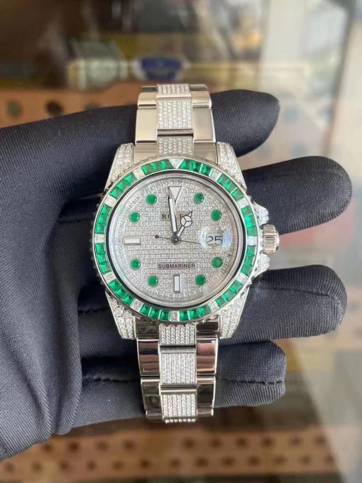 Rolex Submariner Baguette Emerald Bezel White Gold - 116649EMBR